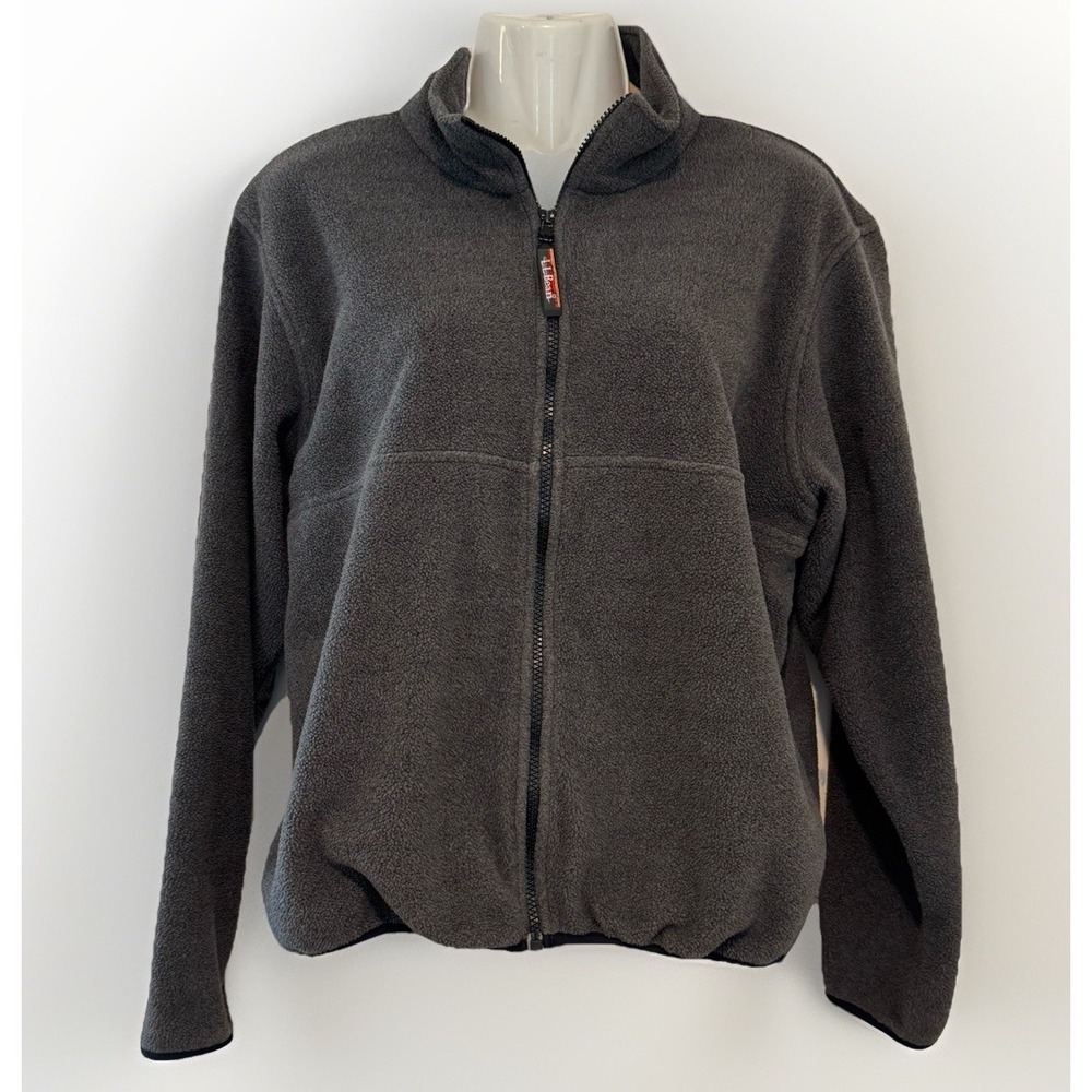 VTG LL Bean Polartec Women's Fleece Jacket Gray Full Zip Medium Reg 1990s